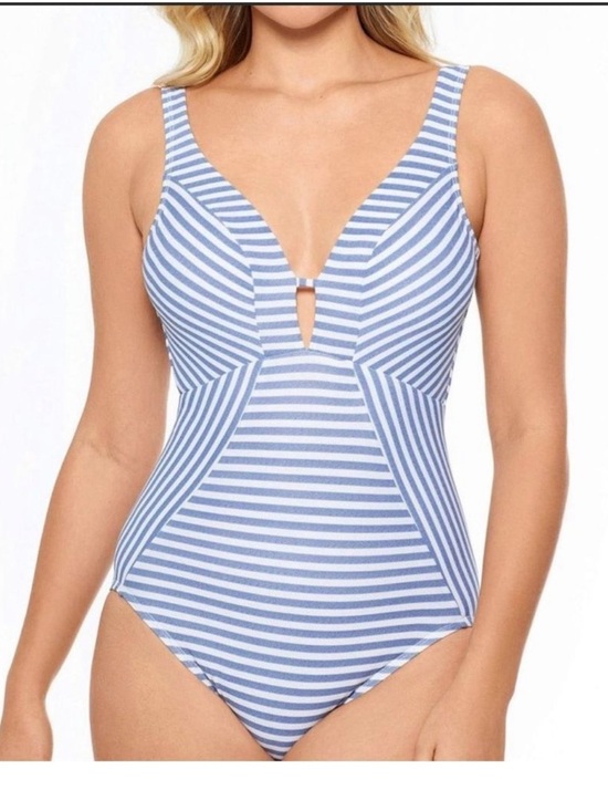 Time and Tru Other - Time and Tru women’s Mini stripe one piece swimsuit blue/white size